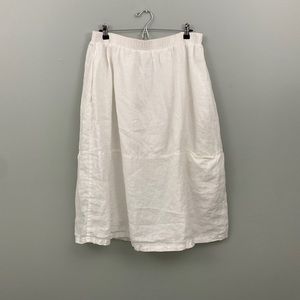 Eileen Fisher 100% Organic Linen XL White elastic waist maxi skirt